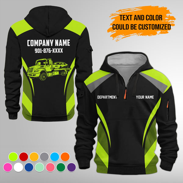 Customized Text and Logo Mechanic Uniform 3D Quarter Zip Hoodie FY598