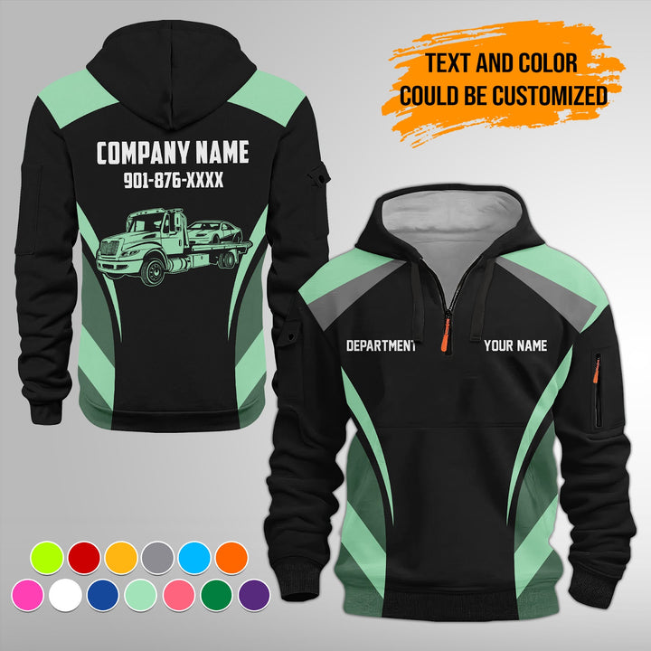 Customized Text and Logo Mechanic Uniform 3D Quarter Zip Hoodie FY598