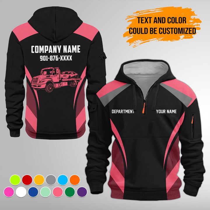 Customized Text and Logo Mechanic Uniform 3D Quarter Zip Hoodie FY598