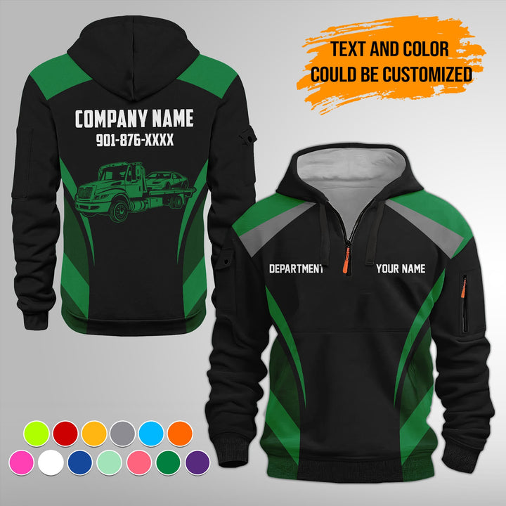 Customized Text and Logo Mechanic Uniform 3D Quarter Zip Hoodie FY598