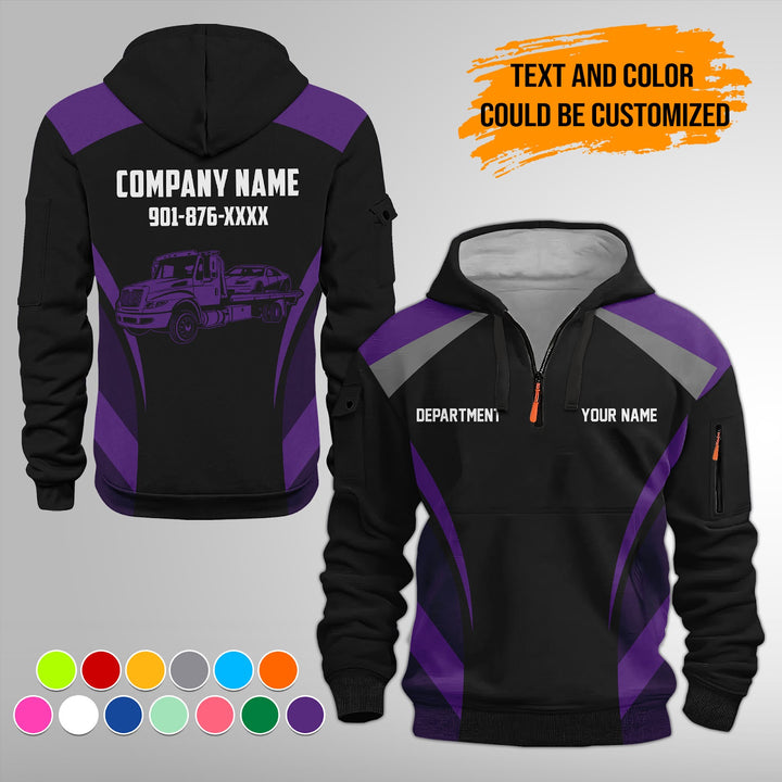 Customized Text and Logo Mechanic Uniform 3D Quarter Zip Hoodie FY598