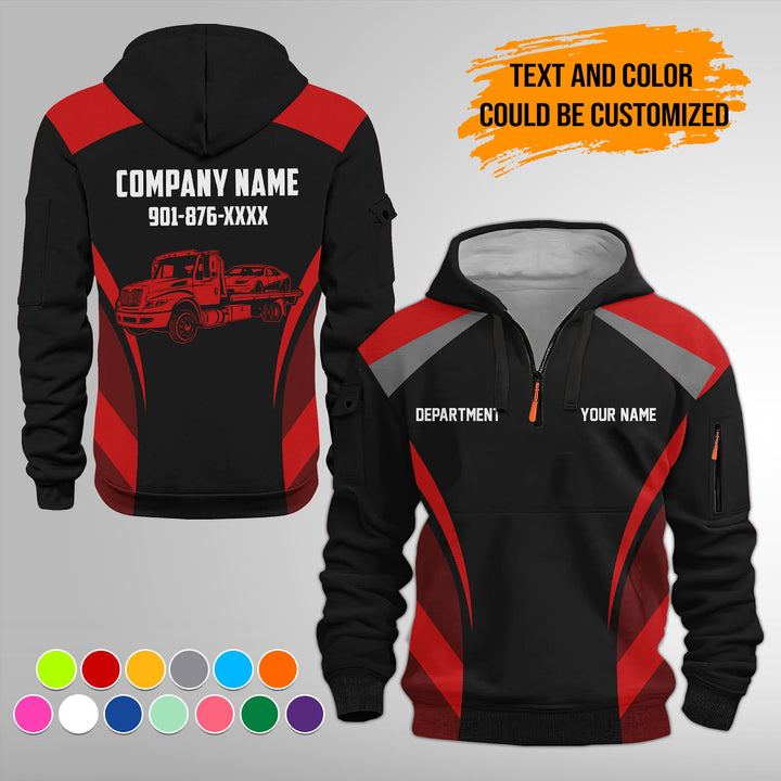 Customized Text and Logo Mechanic Uniform 3D Quarter Zip Hoodie FY598