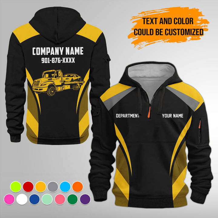 Customized Text and Logo Mechanic Uniform 3D Quarter Zip Hoodie FY598