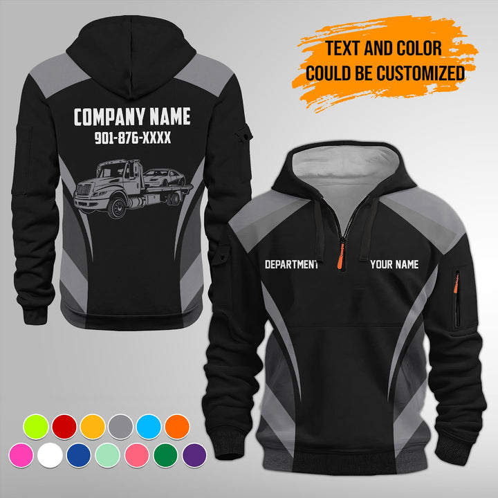 Customized Text and Logo Mechanic Uniform 3D Quarter Zip Hoodie FY598
