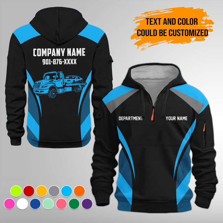 Customized Text and Logo Mechanic Uniform 3D Quarter Zip Hoodie FY598