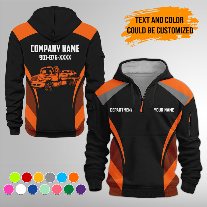 Customized Text and Logo Mechanic Uniform 3D Quarter Zip Hoodie FY598