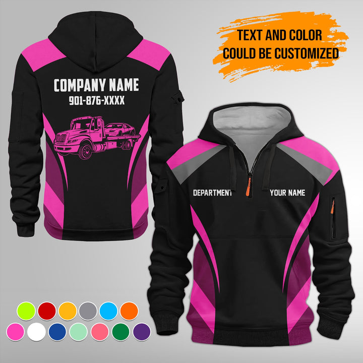 Customized Text and Logo Mechanic Uniform 3D Quarter Zip Hoodie FY598