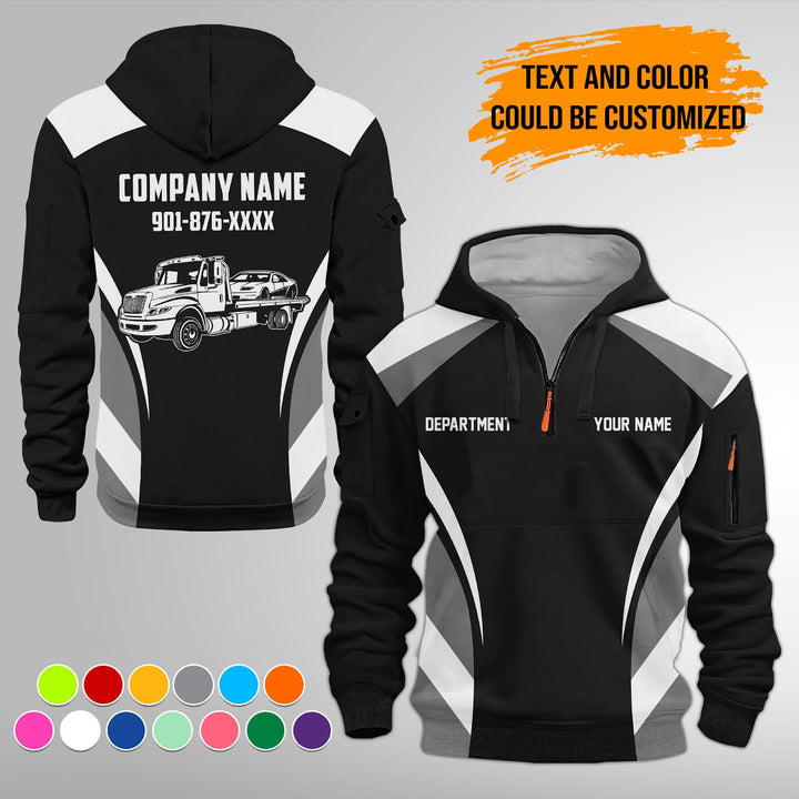 Customized Text and Logo Mechanic Uniform 3D Quarter Zip Hoodie FY598