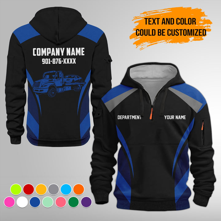 Customized Text and Logo Mechanic Uniform 3D Quarter Zip Hoodie FY598