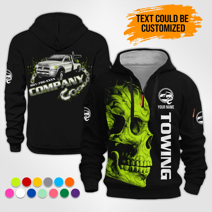 Personalized Name Tow Truck 3D Printed Quarter Zip Hoodie ST445