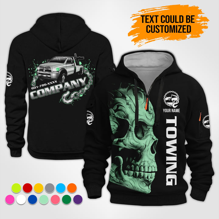 Personalized Name Tow Truck 3D Printed Quarter Zip Hoodie ST445