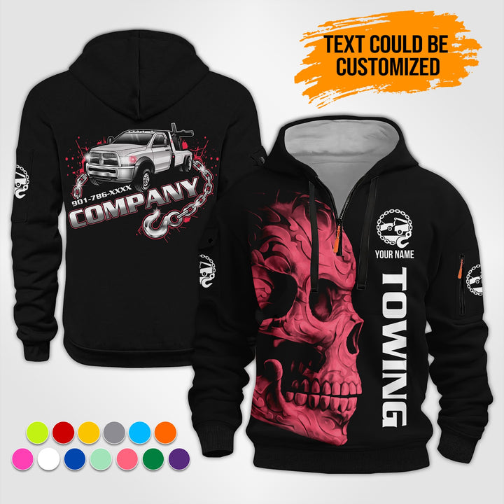 Personalized Name Tow Truck 3D Printed Quarter Zip Hoodie ST445