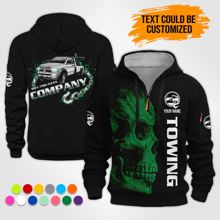 Personalized Name Tow Truck 3D Printed Quarter Zip Hoodie ST445