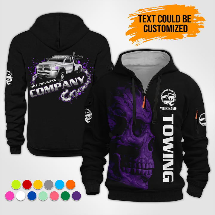 Personalized Name Tow Truck 3D Printed Quarter Zip Hoodie ST445
