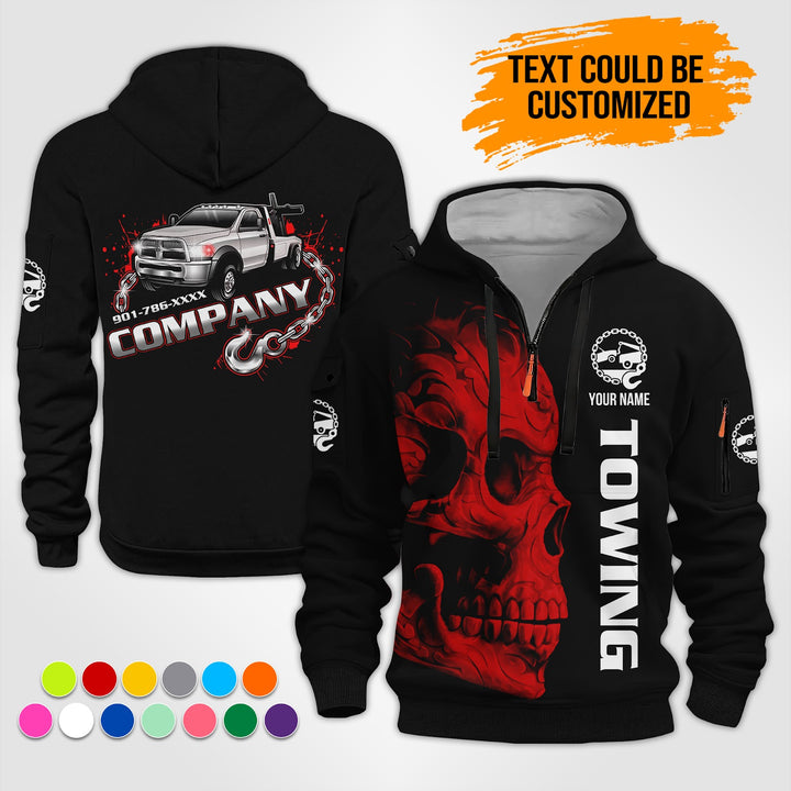 Personalized Name Tow Truck 3D Printed Quarter Zip Hoodie ST445
