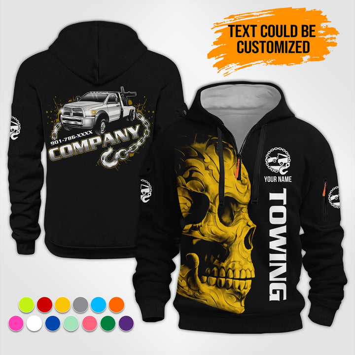 Personalized Name Tow Truck 3D Printed Quarter Zip Hoodie ST445