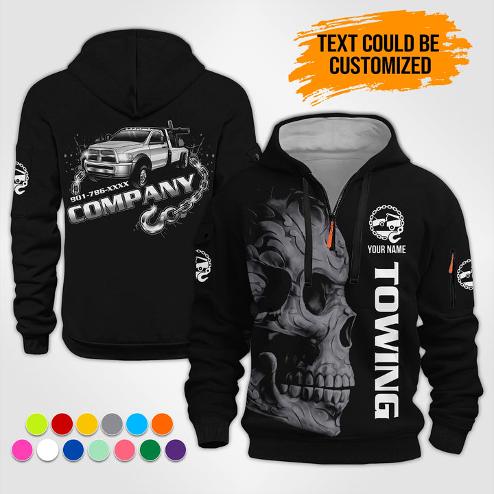 Personalized Name Tow Truck 3D Printed Quarter Zip Hoodie ST445