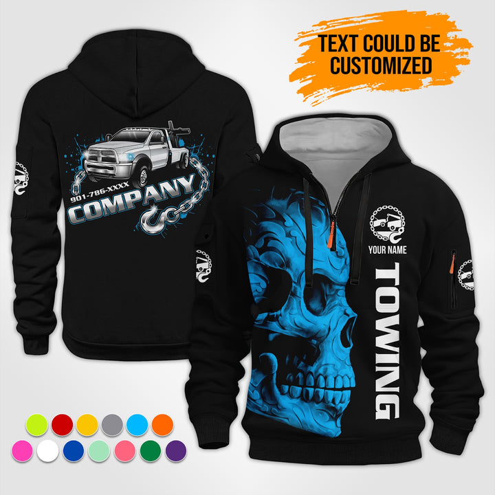 Personalized Name Tow Truck 3D Printed Quarter Zip Hoodie ST445
