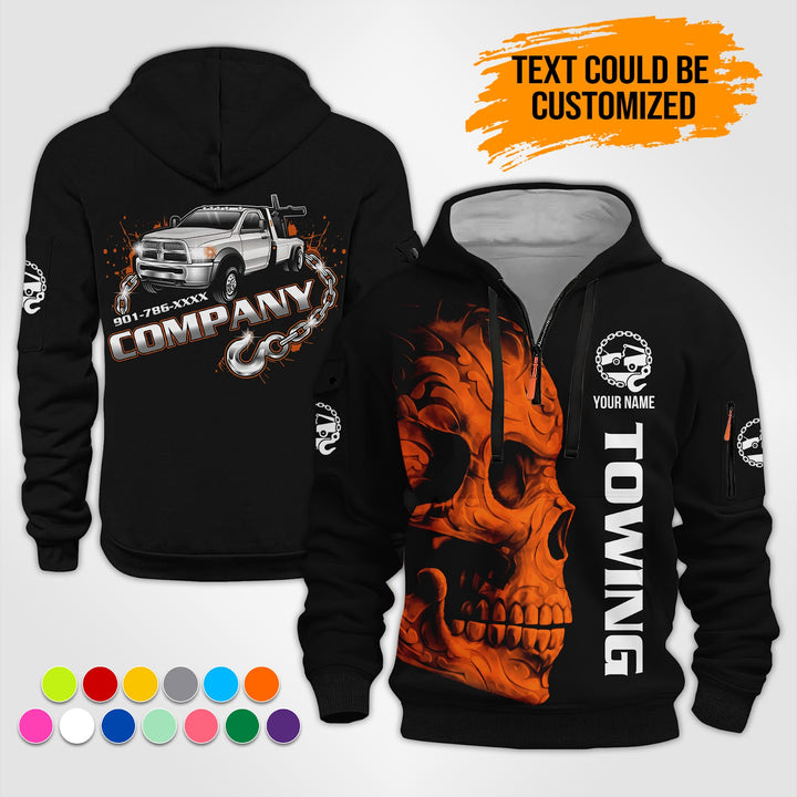 Personalized Name Tow Truck 3D Printed Quarter Zip Hoodie ST445