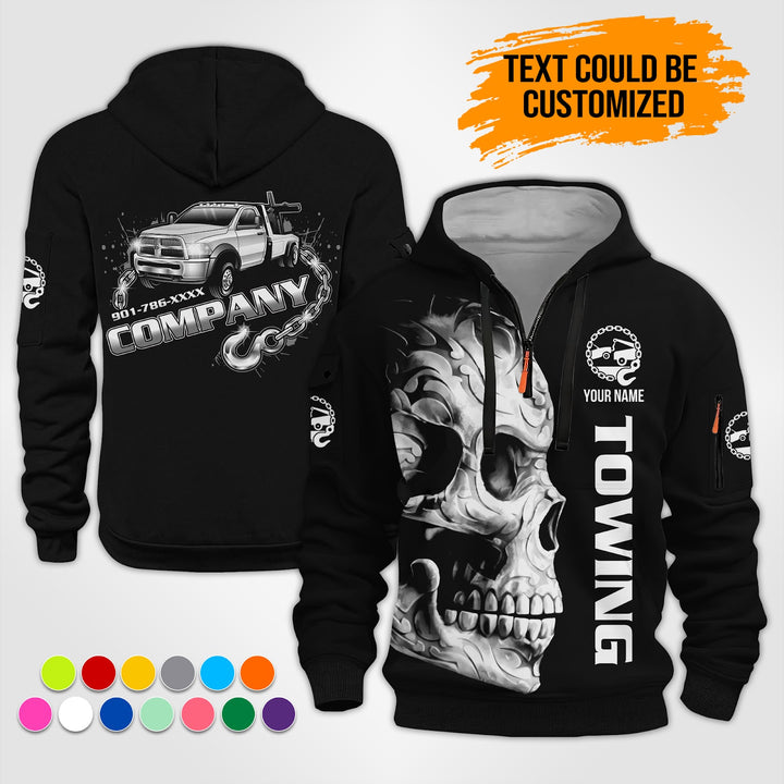Personalized Name Tow Truck 3D Printed Quarter Zip Hoodie ST445