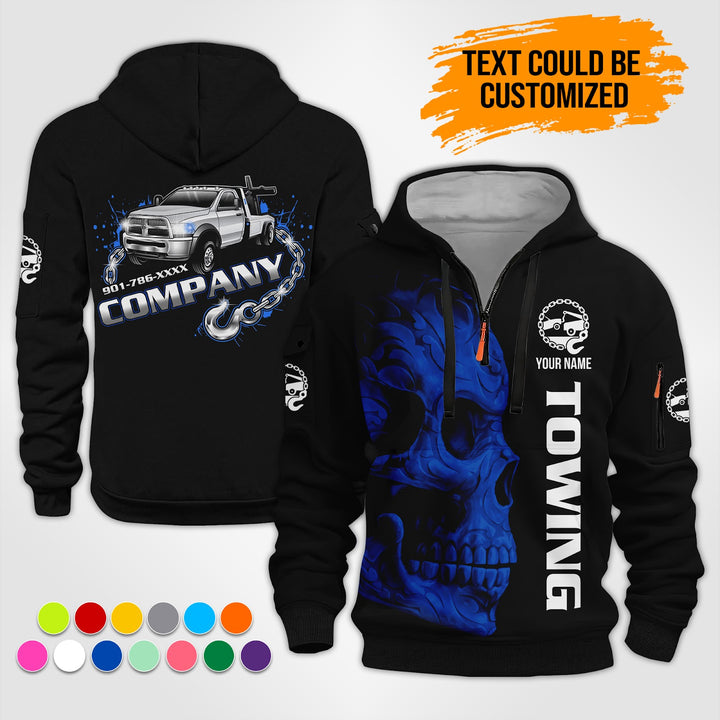 Personalized Name Tow Truck 3D Printed Quarter Zip Hoodie ST445