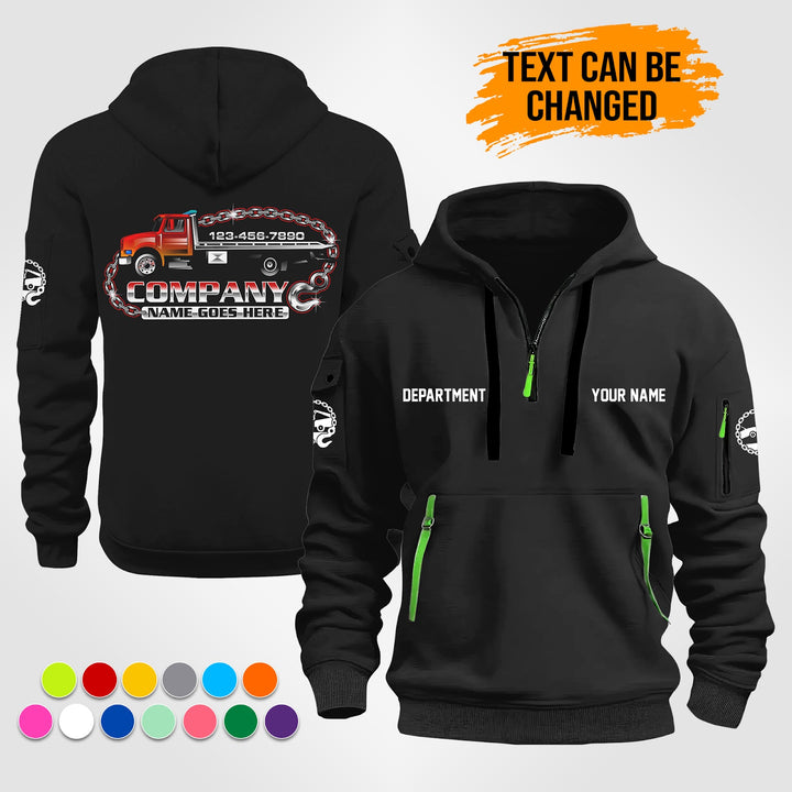 Personalized Name Tow Truck 3D Printed Quarter Zip Hoodie ST448