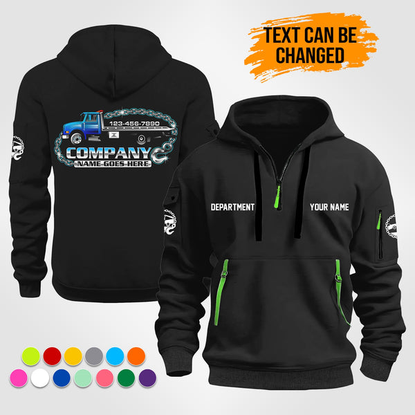 Personalized Name Tow Truck 3D Printed Quarter Zip Hoodie ST448