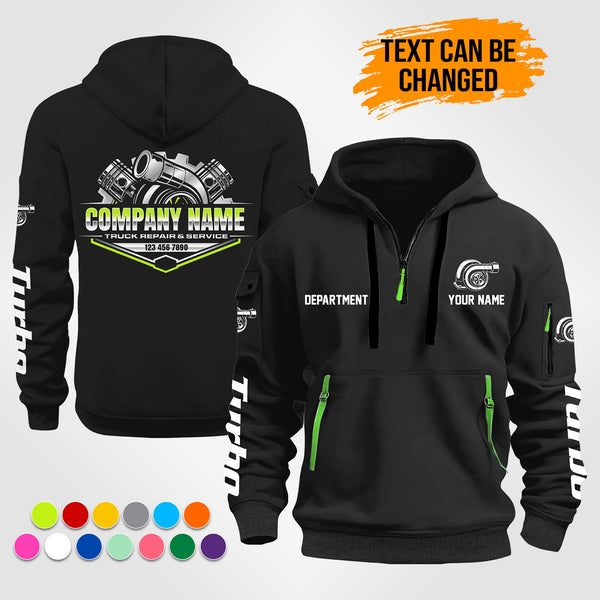 Personalized Name Diesel Turbo Automotive Repair 3D Printed Quarter Zip Hoodie ST479