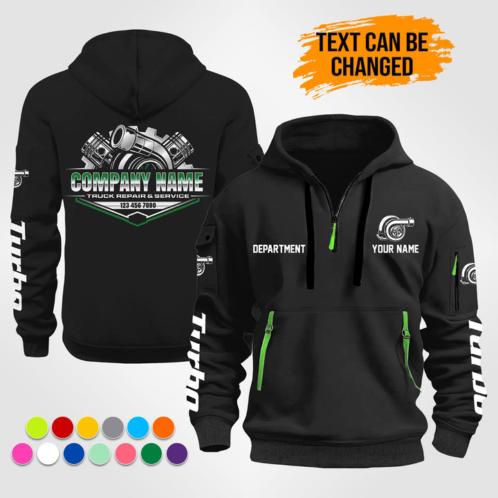 Personalized Name Diesel Turbo Automotive Repair 3D Printed Quarter Zip Hoodie ST479