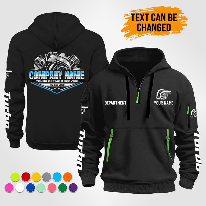 Personalized Name Diesel Turbo Automotive Repair 3D Printed Quarter Zip Hoodie ST479