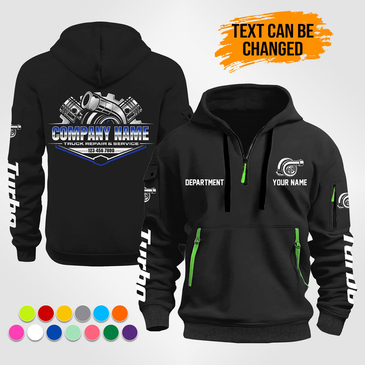 Personalized Name Diesel Turbo Automotive Repair 3D Printed Quarter Zip Hoodie ST479