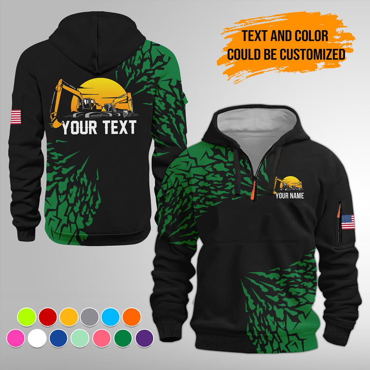 Heavy Equipment 3D Quarter Zip Hoodie FY632