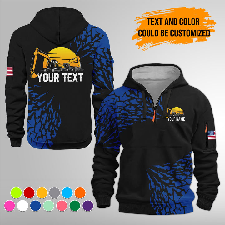 Heavy Equipment 3D Quarter Zip Hoodie FY632