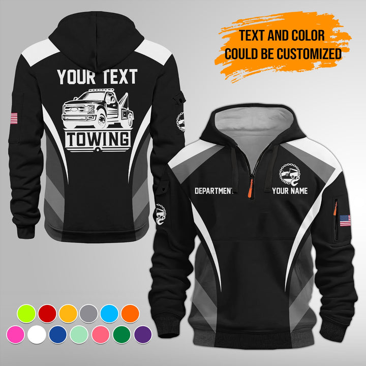 Personalized Name Tow Truck 3D Quarter Zip Hoodie FY646