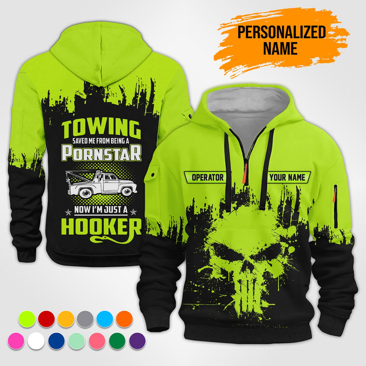 Personalized Name Tow Truck American 3D Quarter Zip Hoodie RN194