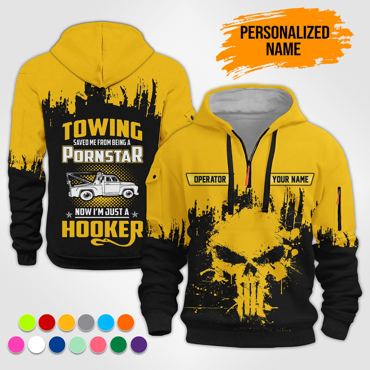 Personalized Name Tow Truck American 3D Quarter Zip Hoodie RN194