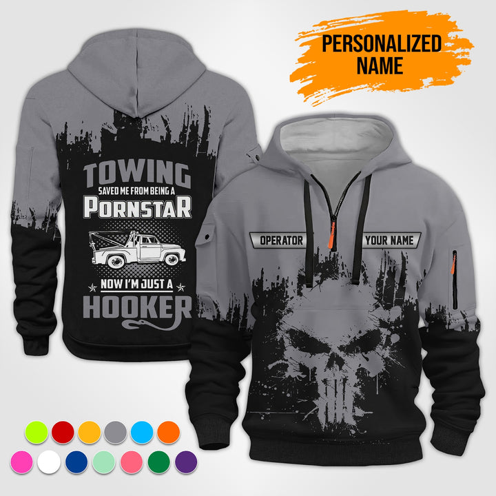 Personalized Name Tow Truck American 3D Quarter Zip Hoodie RN194