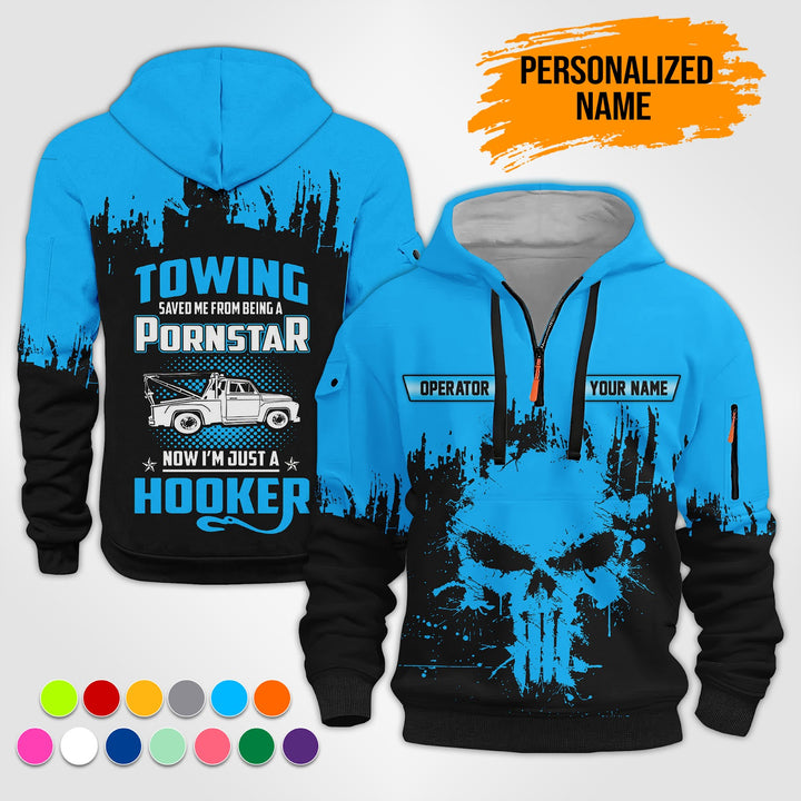 Personalized Name Tow Truck American 3D Quarter Zip Hoodie RN194