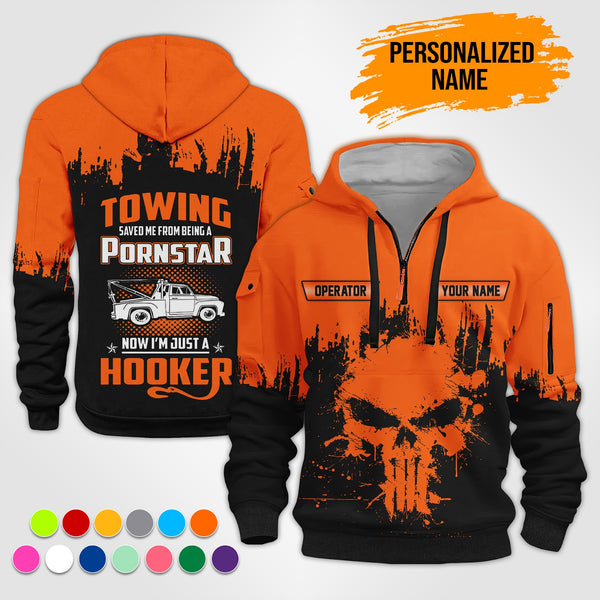 Personalized Name Tow Truck American 3D Quarter Zip Hoodie RN194
