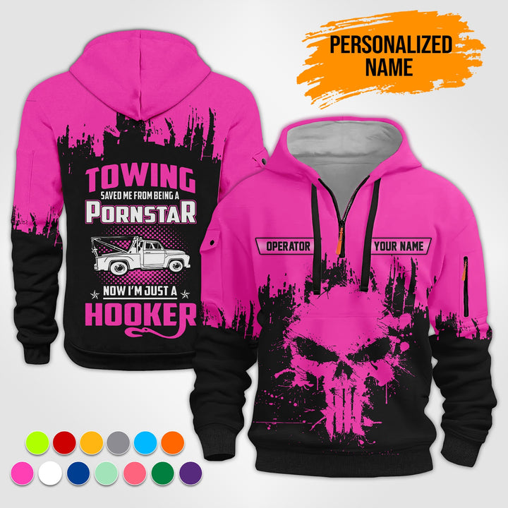 Personalized Name Tow Truck American 3D Quarter Zip Hoodie RN194