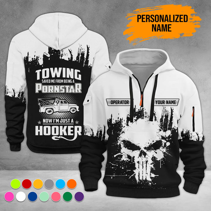 Personalized Name Tow Truck American 3D Quarter Zip Hoodie RN194