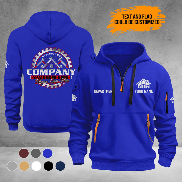 Personalized Name Home Repair 3D Printed Quarter Zip Hoodie PU949