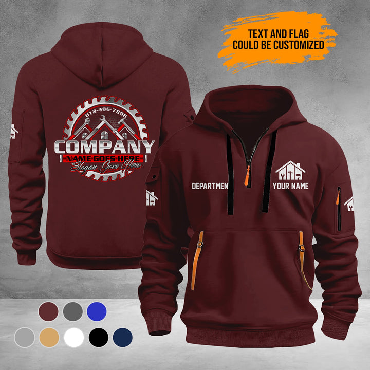 Personalized Name Home Repair 3D Printed Quarter Zip Hoodie PU949