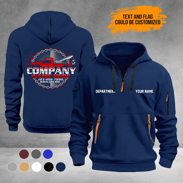 Personalized Name Tow Truck 3D Printed Quarter Zip Hoodie PU950