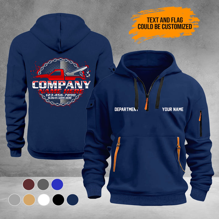 Personalized Name Tow Truck 3D Printed Quarter Zip Hoodie PU950