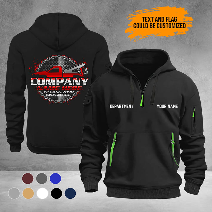 Personalized Name Tow Truck 3D Printed Quarter Zip Hoodie PU950