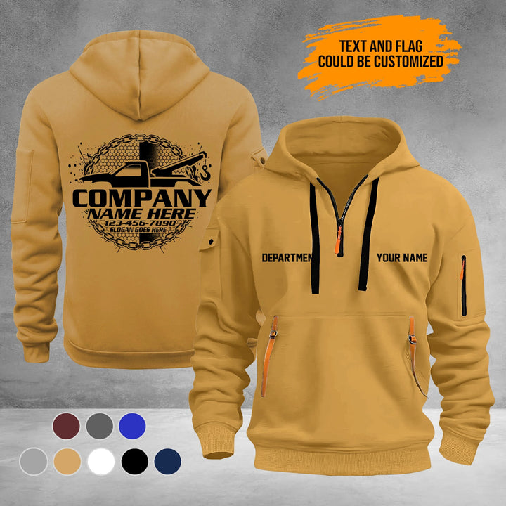 Personalized Name Tow Truck 3D Printed Quarter Zip Hoodie PU950