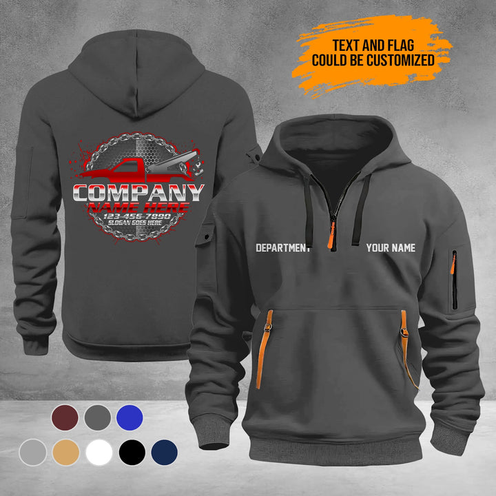 Personalized Name Tow Truck 3D Printed Quarter Zip Hoodie PU950