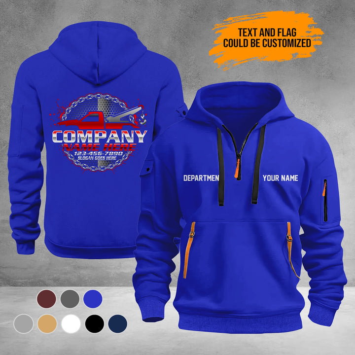 Personalized Name Tow Truck 3D Printed Quarter Zip Hoodie PU950