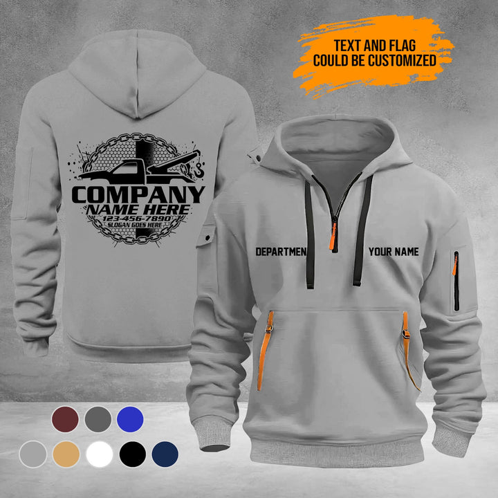 Personalized Name Tow Truck 3D Printed Quarter Zip Hoodie PU950